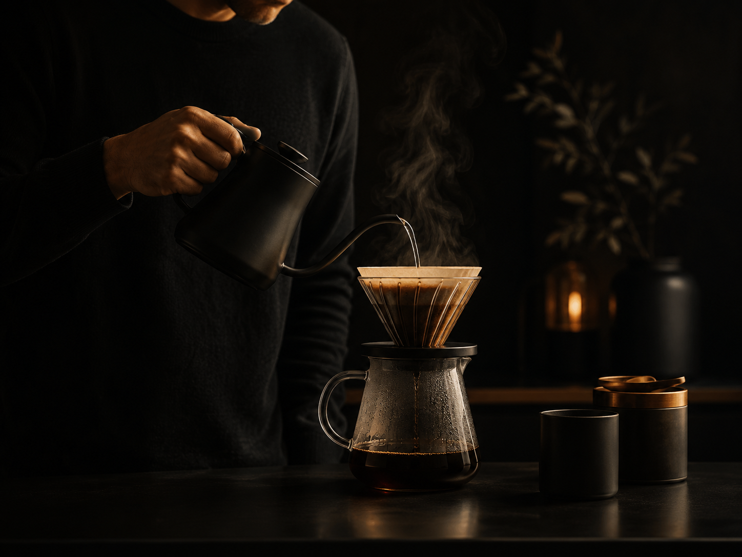 Pour over coffee brewing