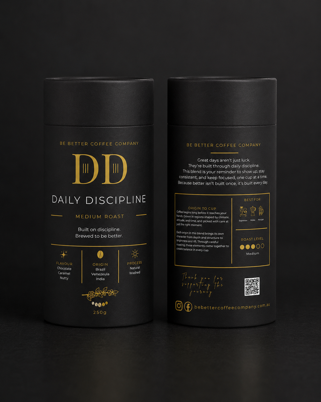 Daily Discipline 250g coffee label