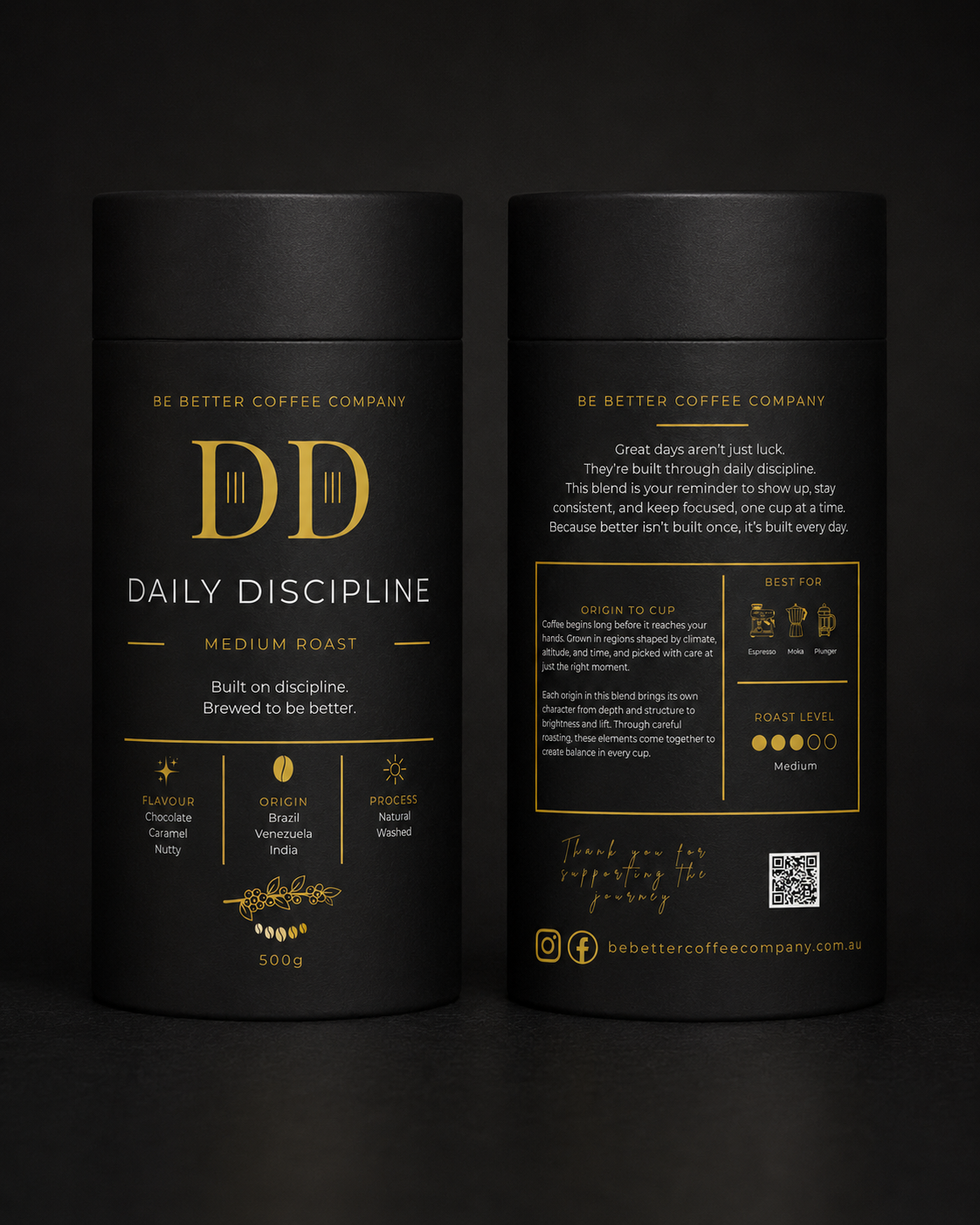 Daily Discipline 500g coffee label
